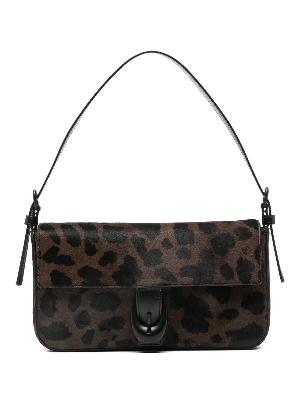 Staud Leopard Pattern Buckle Detail Shoulder Bag — Same as shown — Size One Size — Front View