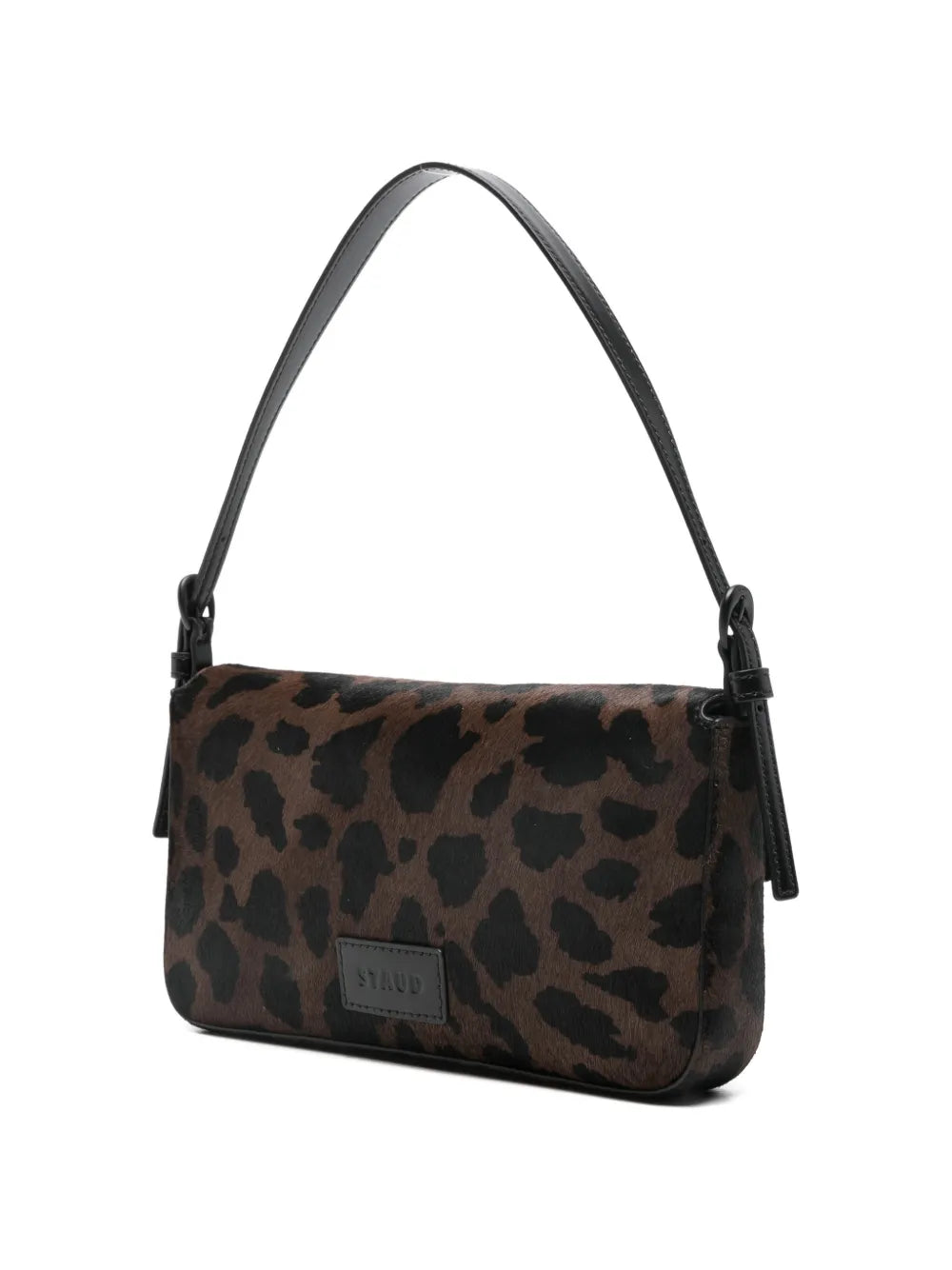 Staud Leopard Pattern Buckle Detail Shoulder Bag — Same as shown — Size One Size — Back View