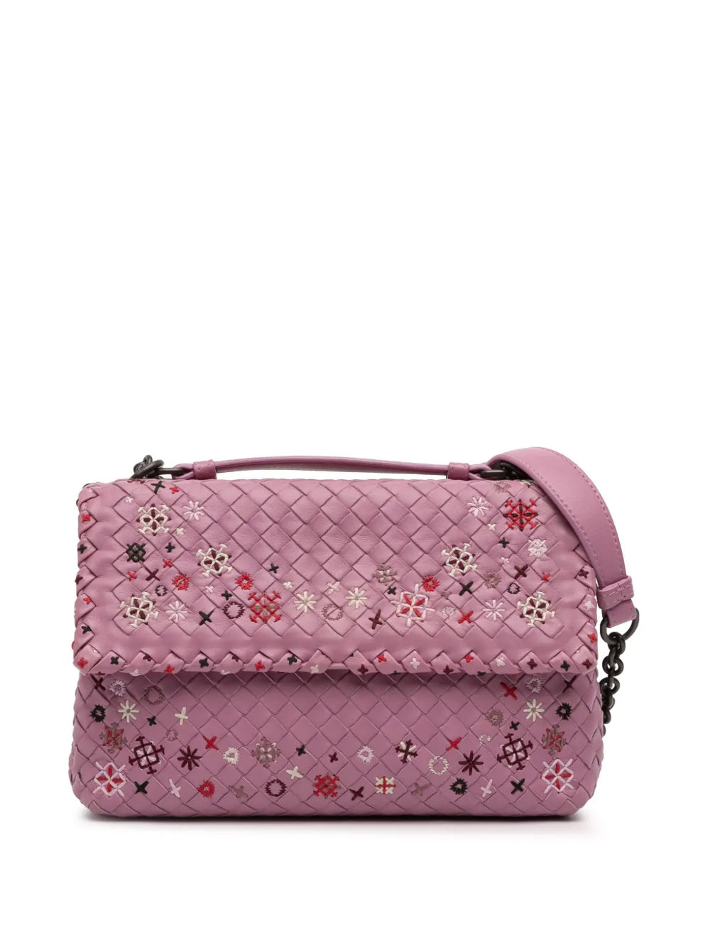 Bottega Veneta Pre Owned 2012 2025 Small Nappa Intrecciato Embroidered Olimpia Shoulder Bag — Same as shown — Size One Size — Front View
