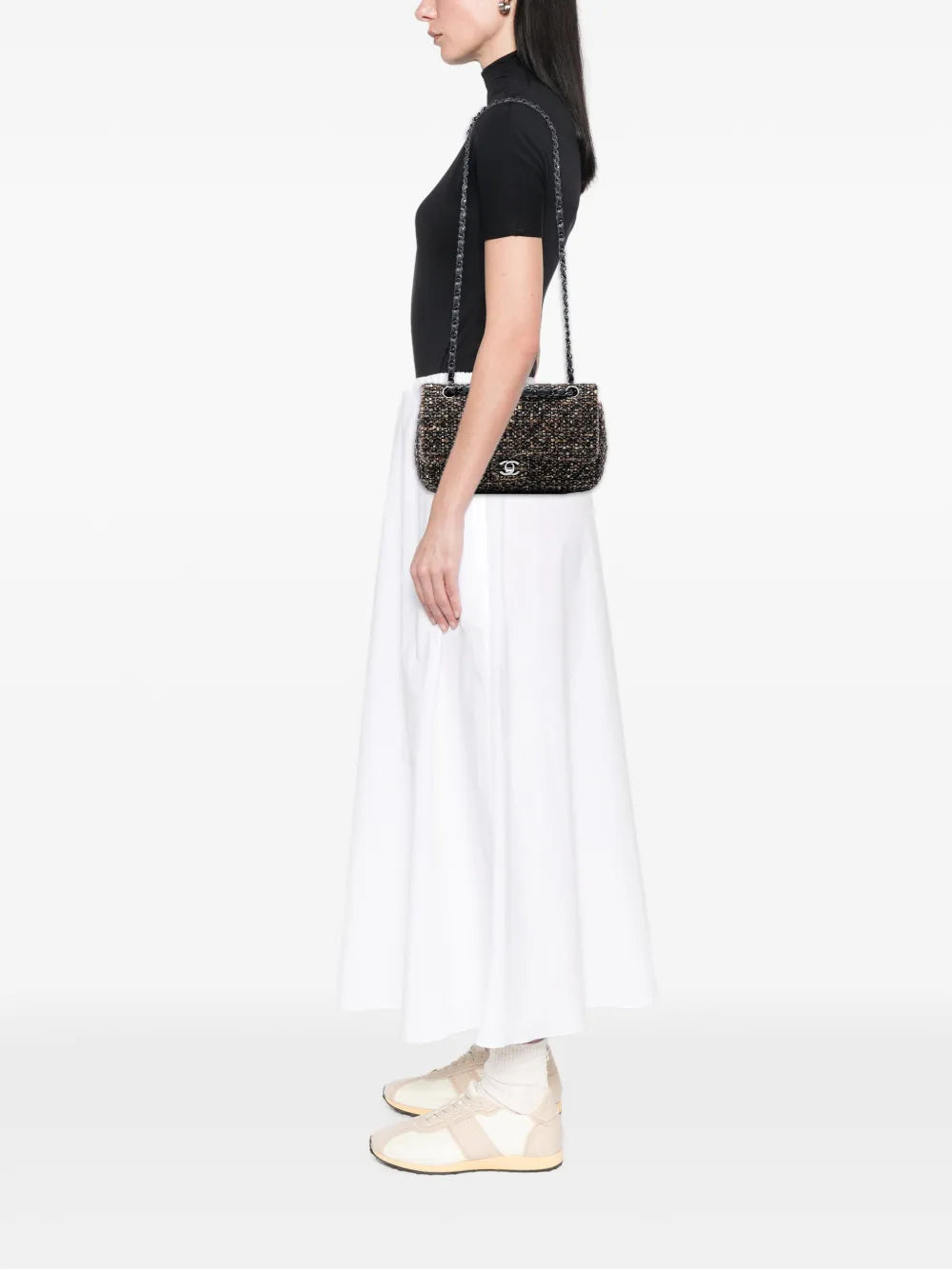 Chanel Pre Owned 2011 Medium Classic Tweed Double Flap Shoulder Bag — Same as shown — Size One Size — Side View