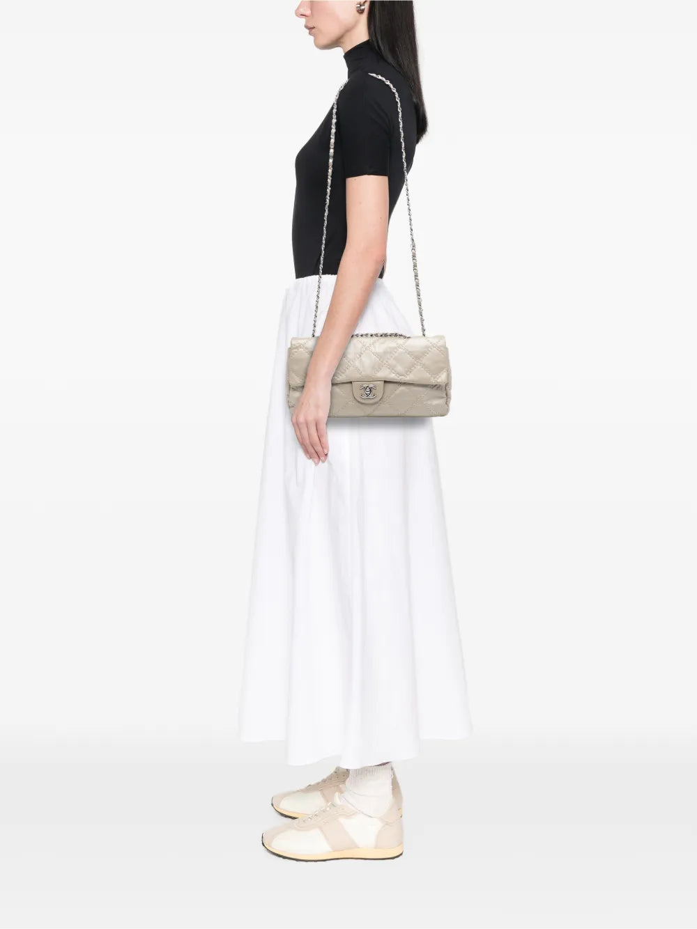 Chanel Pre Owned 2011 Jumbo Quilted Calfskin Ultra Stitch Flap Shoulder Bag — Same as shown — Size One Size — Side View