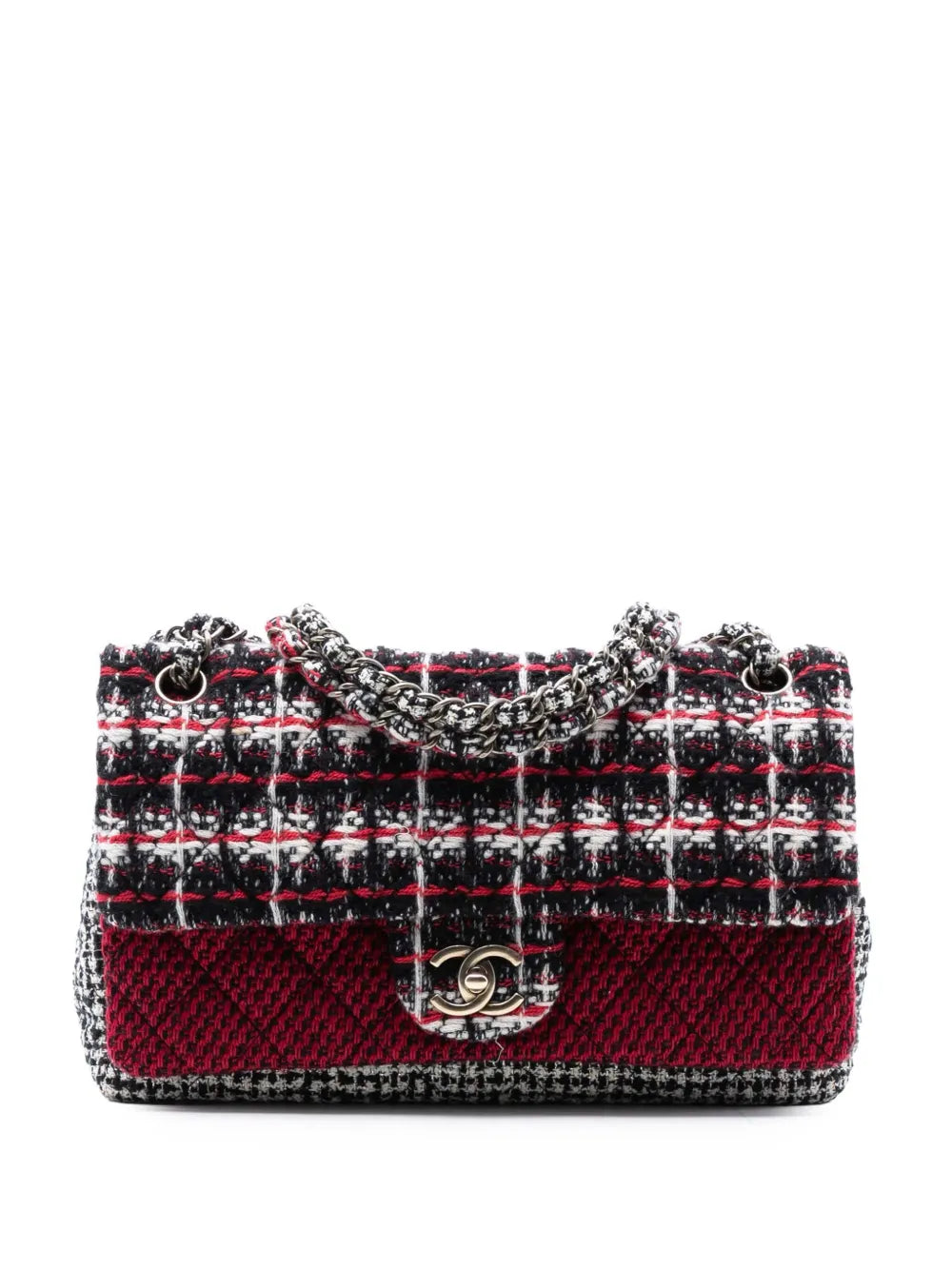 Chanel Pre Owned 2009 2010 Medium Cc Tweed Multi Print Double Flap Shoulder Bag — Same as shown — Size One Size — Front View