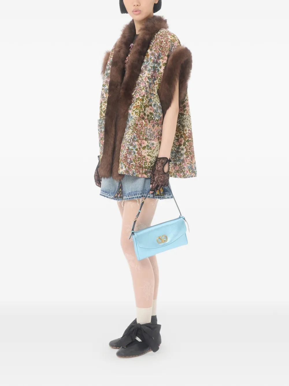 Valentino Garavani Small Devain Metallic Vlogo Shoulder Bag — Same as shown — Size One Size — Side View