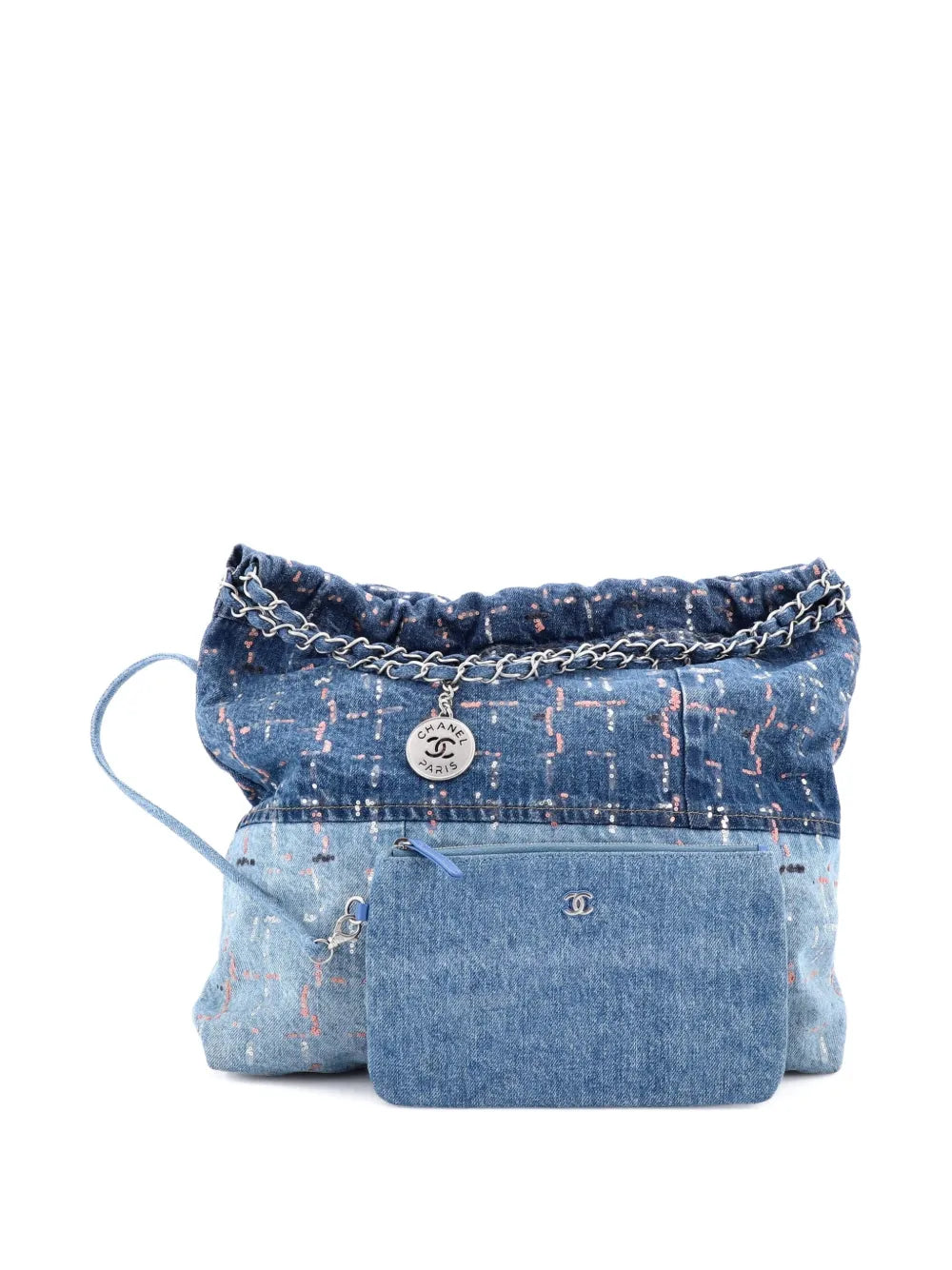 Chanel Pre Owned 22 Chain Denim With Sequins Medium Hobo Bag — Same as shown — Size One Size — Lifestyle View