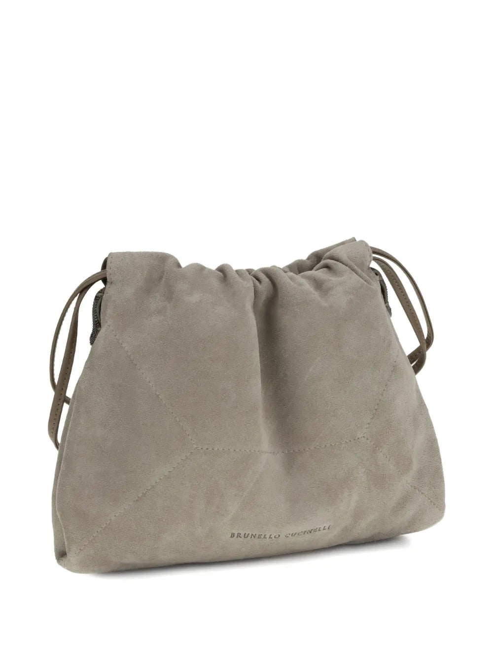 Brunello Cucinelli Drawstring Suede Shoulder Bag — Same as shown — Size One Size — Back View