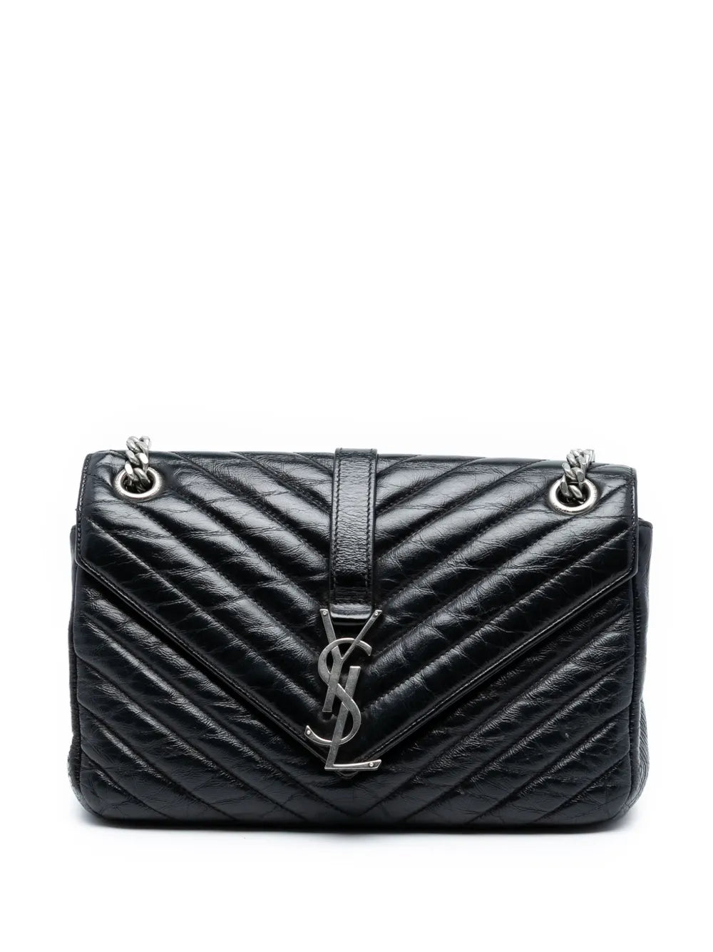 Saint Laurent Pre Owned 2015 Medium Crinkled Calfskin Punk Chain Bag Shoulder Bag — Same as shown — Size One Size — Front View
