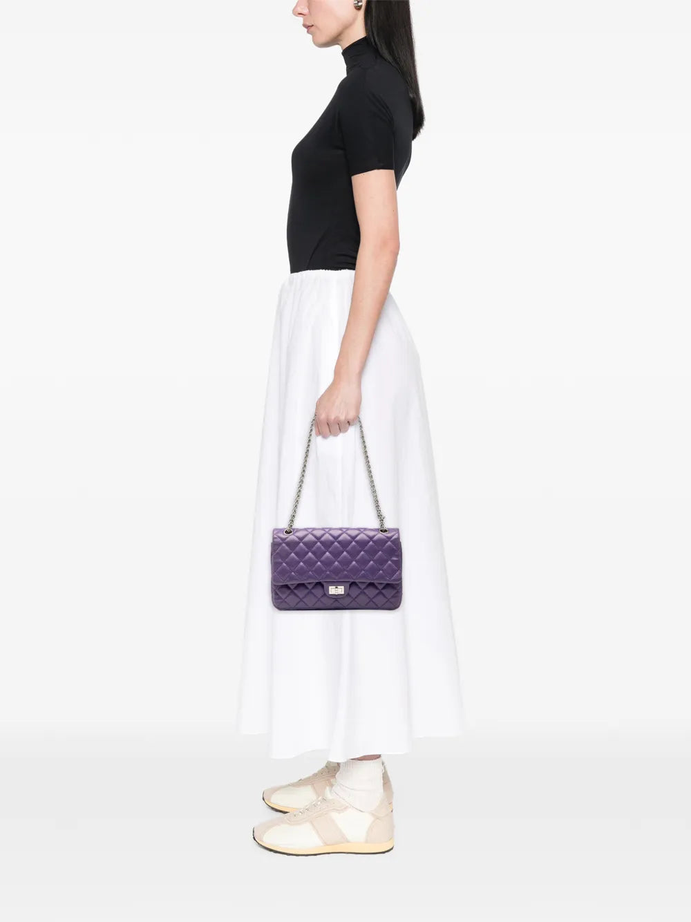 Chanel Pre Owned 2010 2011 Quilted Lambskin Reissue 255 Double Flap 226 Shoulder Bag — Same as shown — Size One Size — Side View