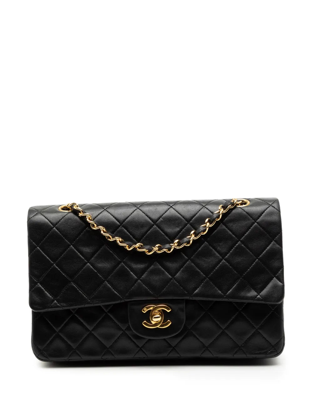 Chanel Pre Owned 1989 1991 Medium Classic Lambskin Double Flap Shoulder Bag — Same as shown — Size One Size — Front View