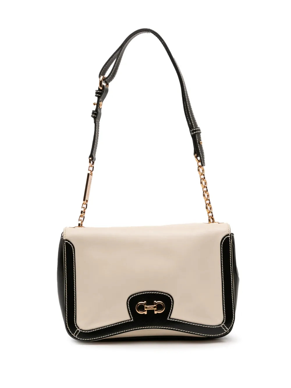 Ferragamo Pre Owned 2010 2020 Leather Double Gancini Shoulder Bag — Same as shown — Size One Size — Front View