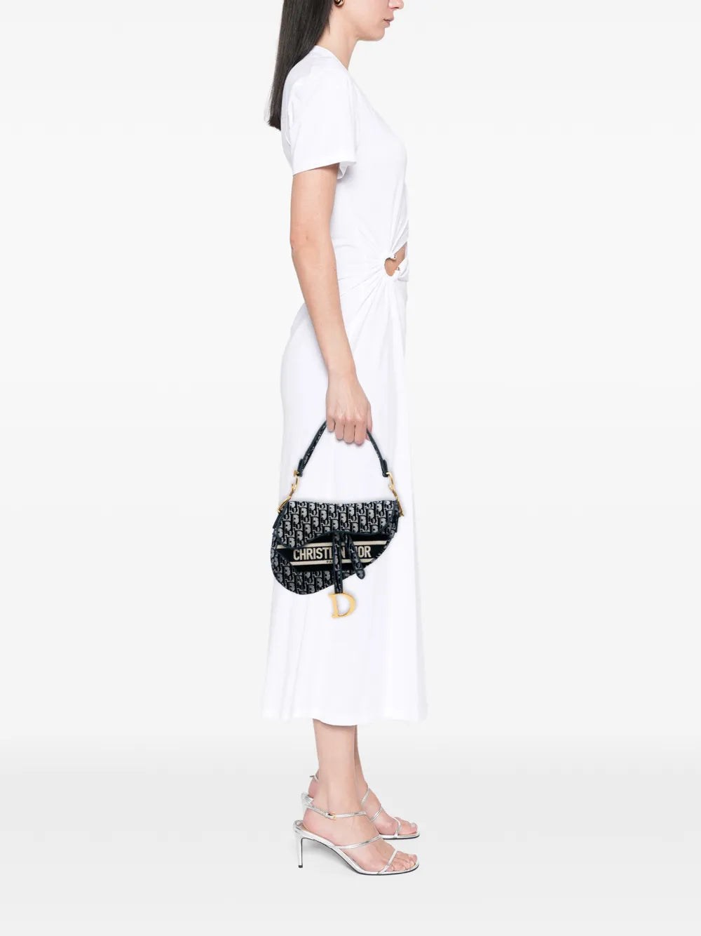 Christian Dior Pre Owned 2020 Oblique Embroidered Velvet Saddle Bag Shoulder Bag — Same as shown — Size One Size — Side View