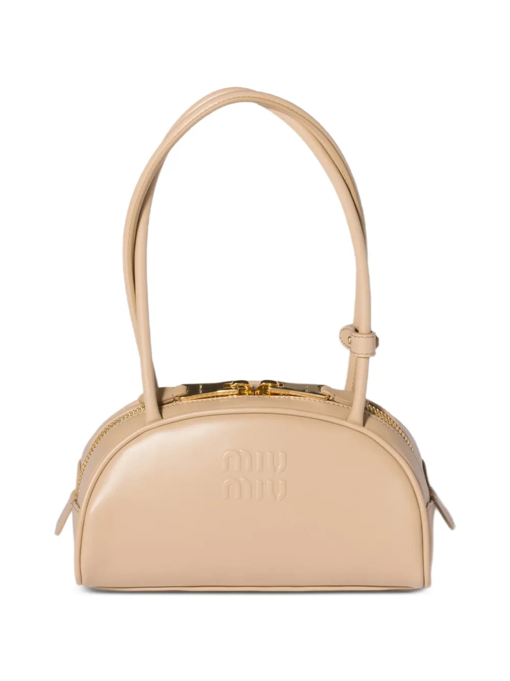 Miu Miu Beau Embossed Logo Leather Shoulder Bag — Same as shown — Size One Size — Front View
