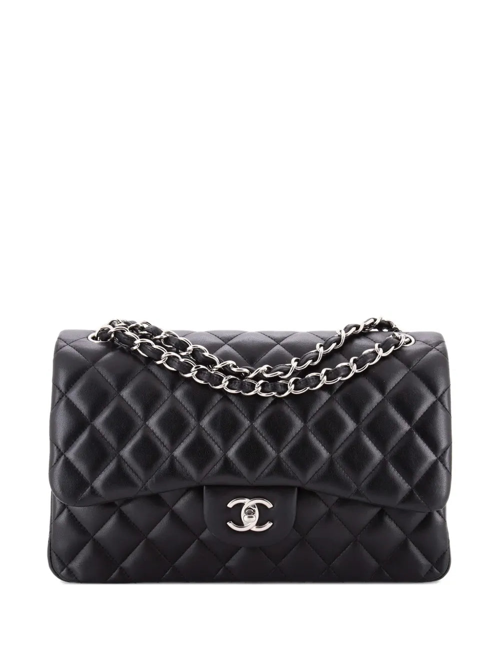 Chanel Pre Owned Classic Double Flap Bag Quilted Lambskin Jumbo Shoulder Bag — Same as shown — Size One Size — Front View