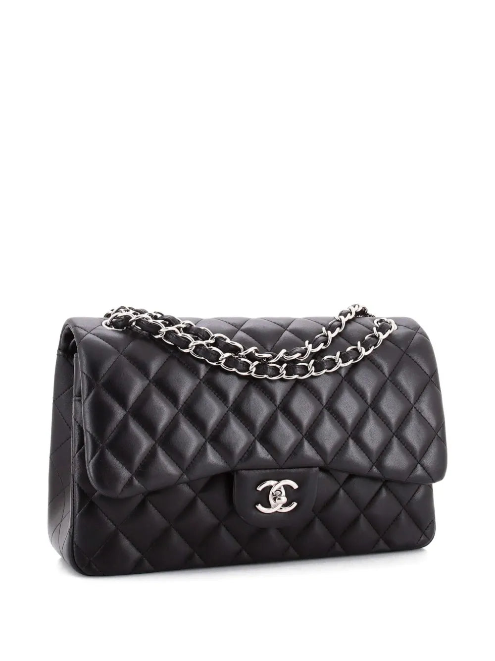 Chanel Pre Owned Classic Double Flap Bag Quilted Lambskin Jumbo Shoulder Bag — Same as shown — Size One Size — Back View