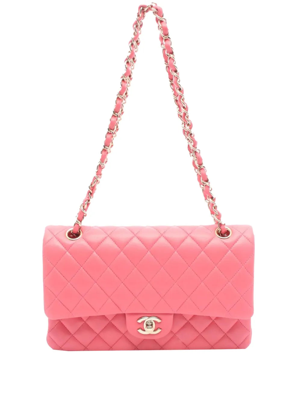Chanel Pre Owned 2020 Medium Classic Lambskin Double Flap Shoulder Bag — Same as shown — Size One Size — Front View