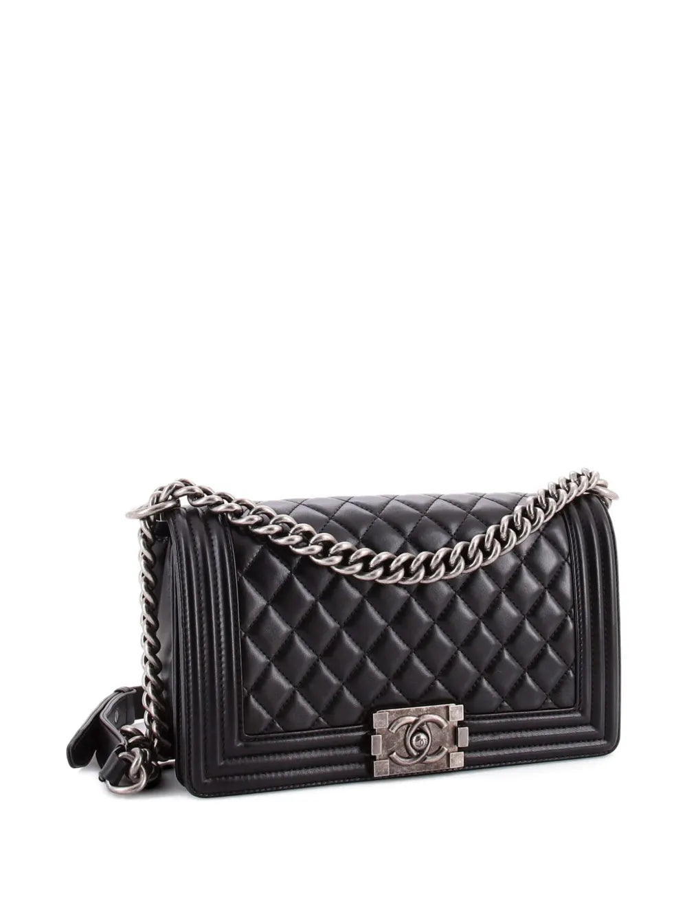Chanel Pre Owned Boy Flap Bag Quilted Lambskin Old Medium Shoulder Bag — Same as shown — Size One Size — Side View