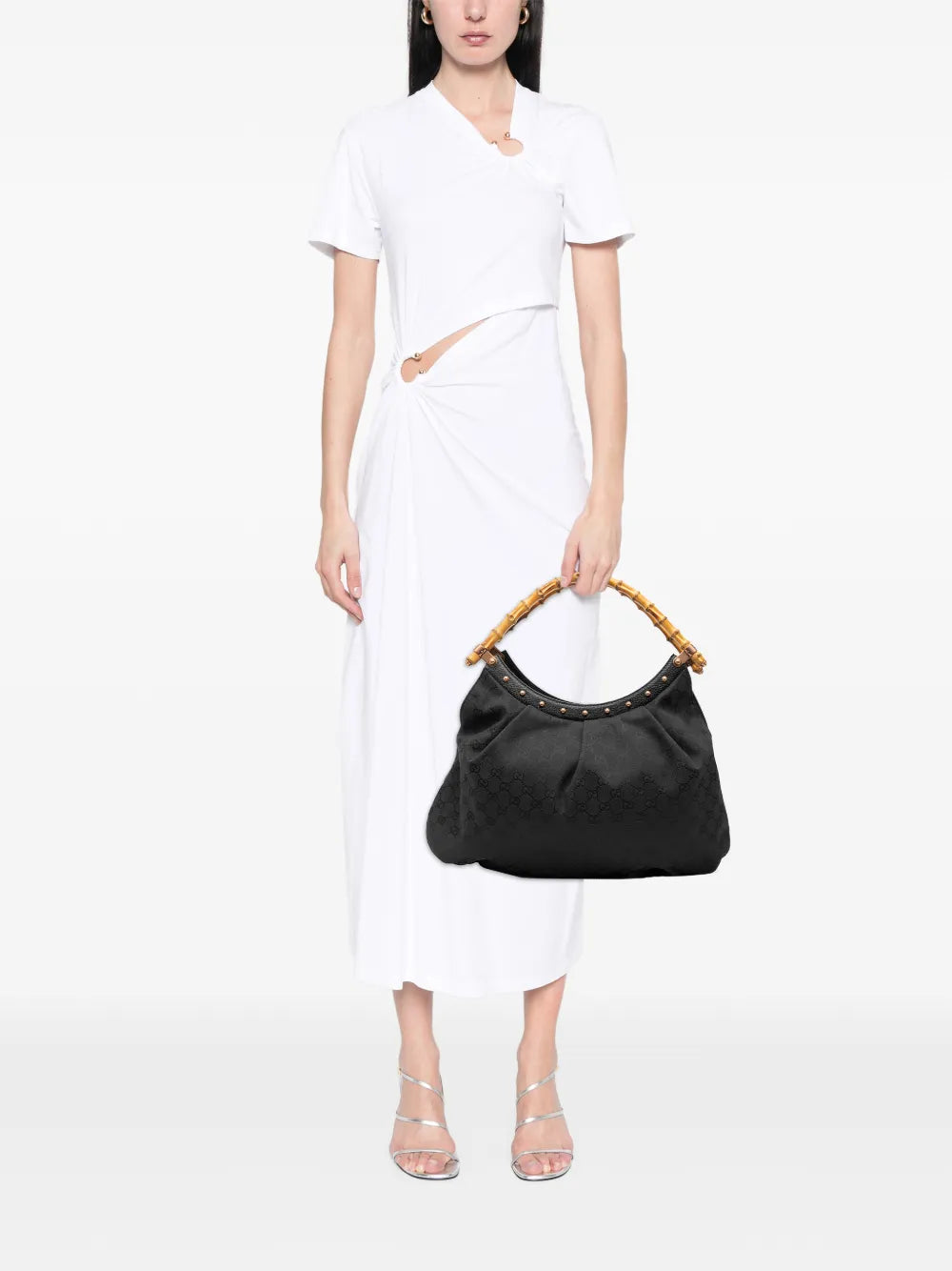Gucci Pre Owned 2000 2015 Gg Canvas Bamboo Studded Hobo Bag — Same as shown — Size One Size — Side View