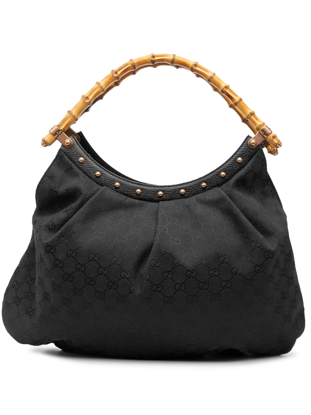 Gucci Pre Owned 2000 2015 Gg Canvas Bamboo Studded Hobo Bag — Same as shown — Size One Size — Front View