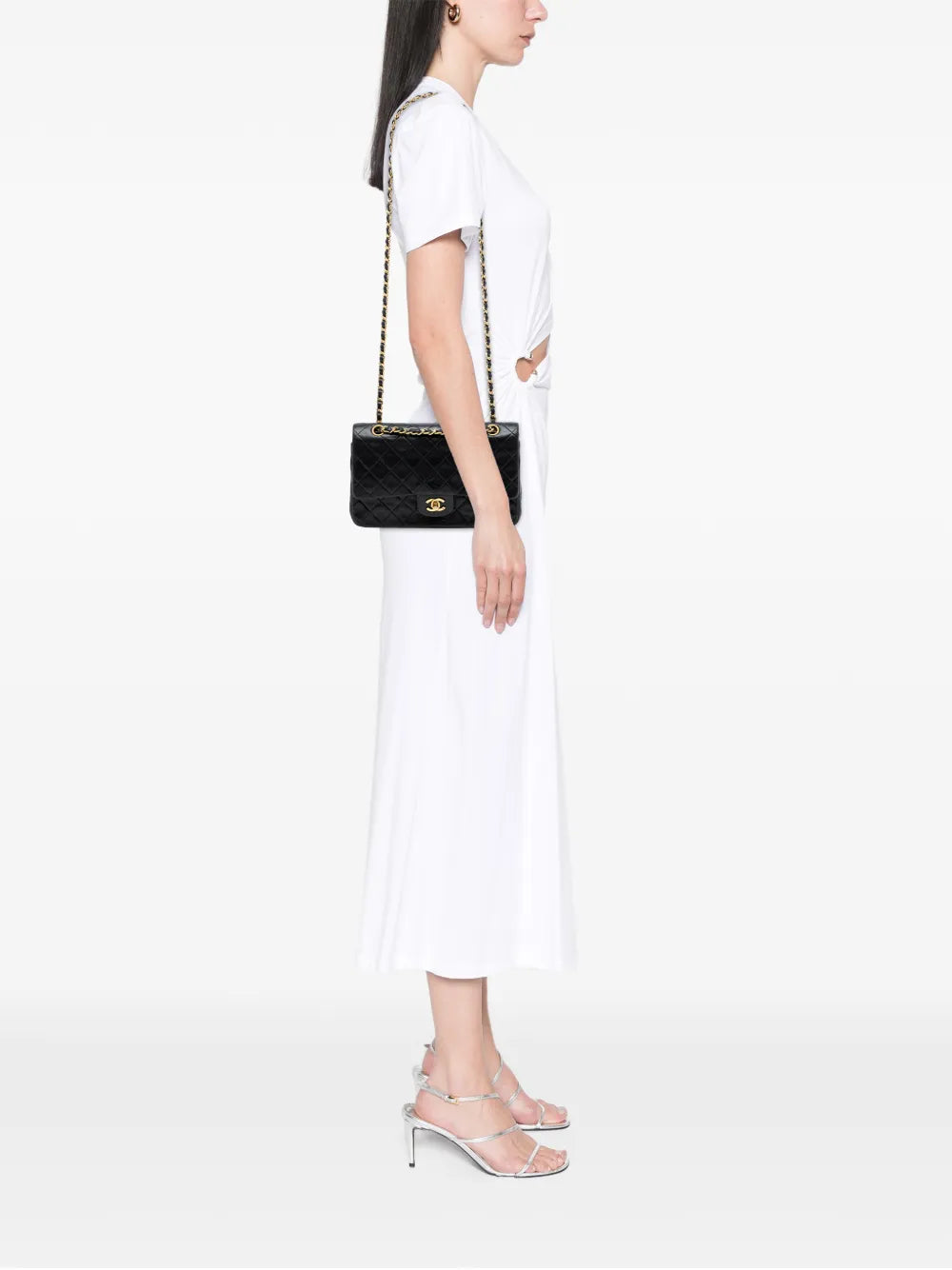Chanel Pre Owned 1994 1996 Medium Classic Lambskin Double Flap Shoulder Bag — Same as shown — Size One Size — Side View