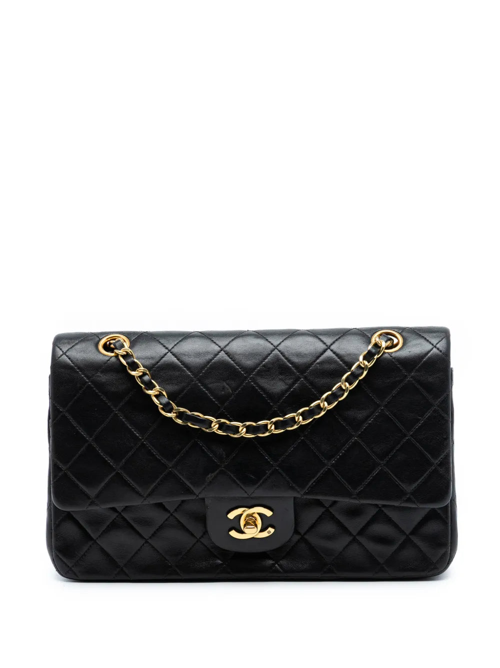 Chanel Pre Owned 1994 1996 Medium Classic Lambskin Double Flap Shoulder Bag — Same as shown — Size One Size — Front View