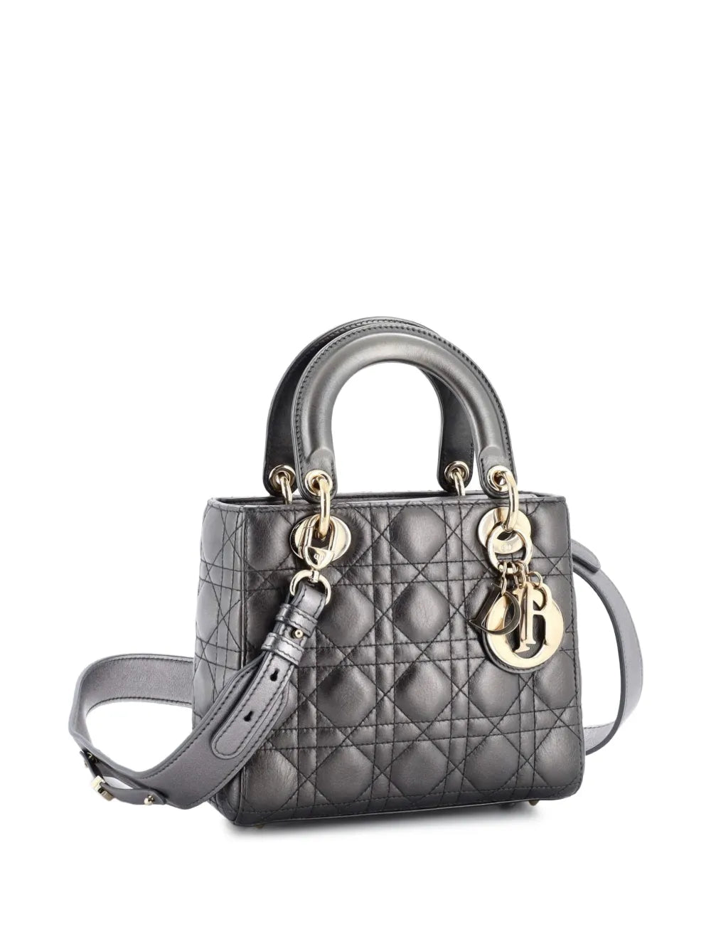 Christian Dior Pre Owned My Abcdior Lady Dior Bag Metallic Cannage Quilt Leather Shoulder Bag — Same as shown — Size One Size — Back View