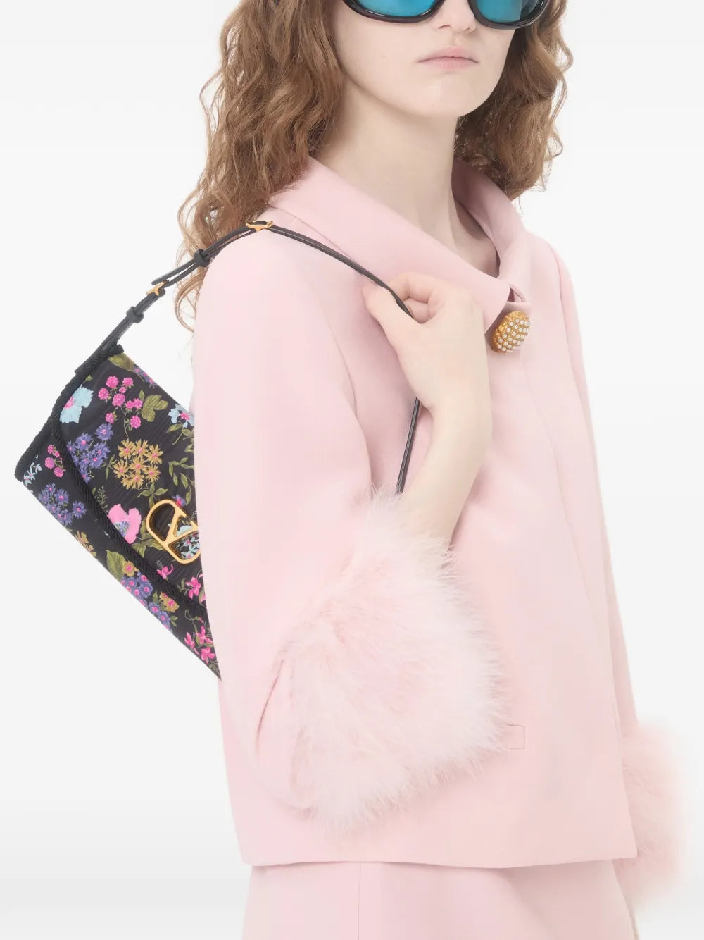 Valentino Garavani Small Devain Papier Floral Shoulder Bag — Same as shown — Size One Size — Side View