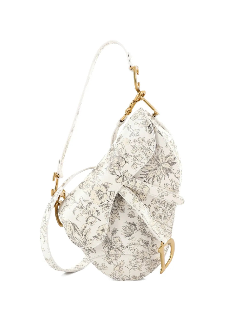 Christian Dior Pre Owned Saddle Handbag With Strap Printed Leather Medium Shoulder Bag — Same as shown — Size One Size — Front View