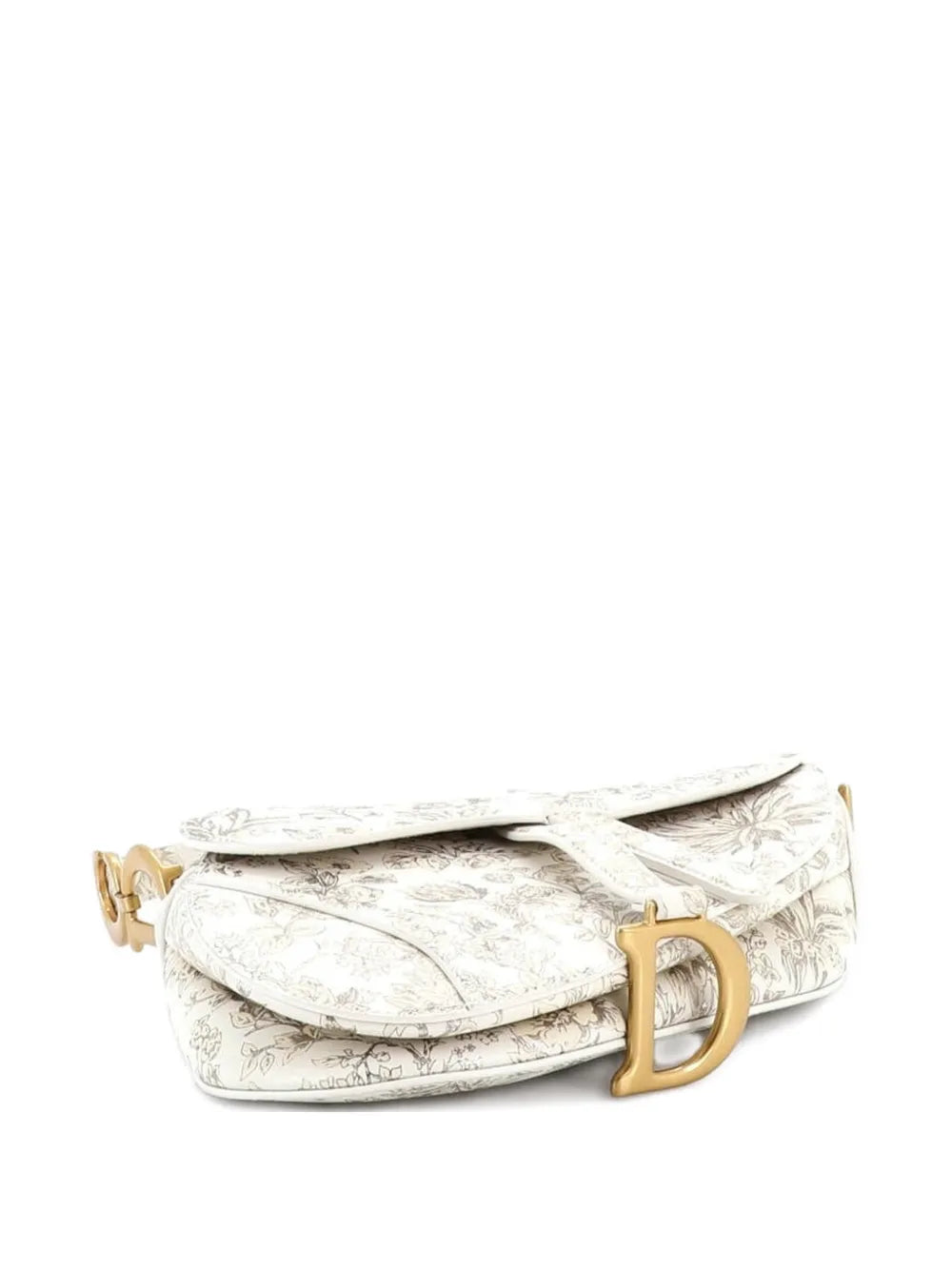 Christian Dior Pre Owned Saddle Handbag With Strap Printed Leather Medium Shoulder Bag — Same as shown — Size One Size — Top View