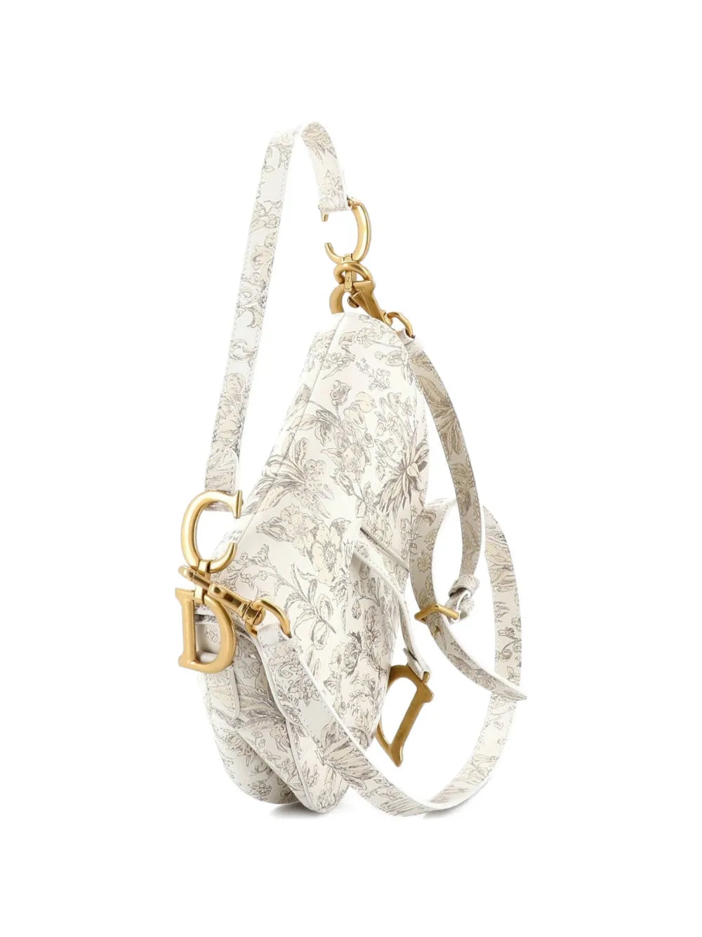 Christian Dior Pre Owned Saddle Handbag With Strap Printed Leather Medium Shoulder Bag — Same as shown — Size One Size — Back View
