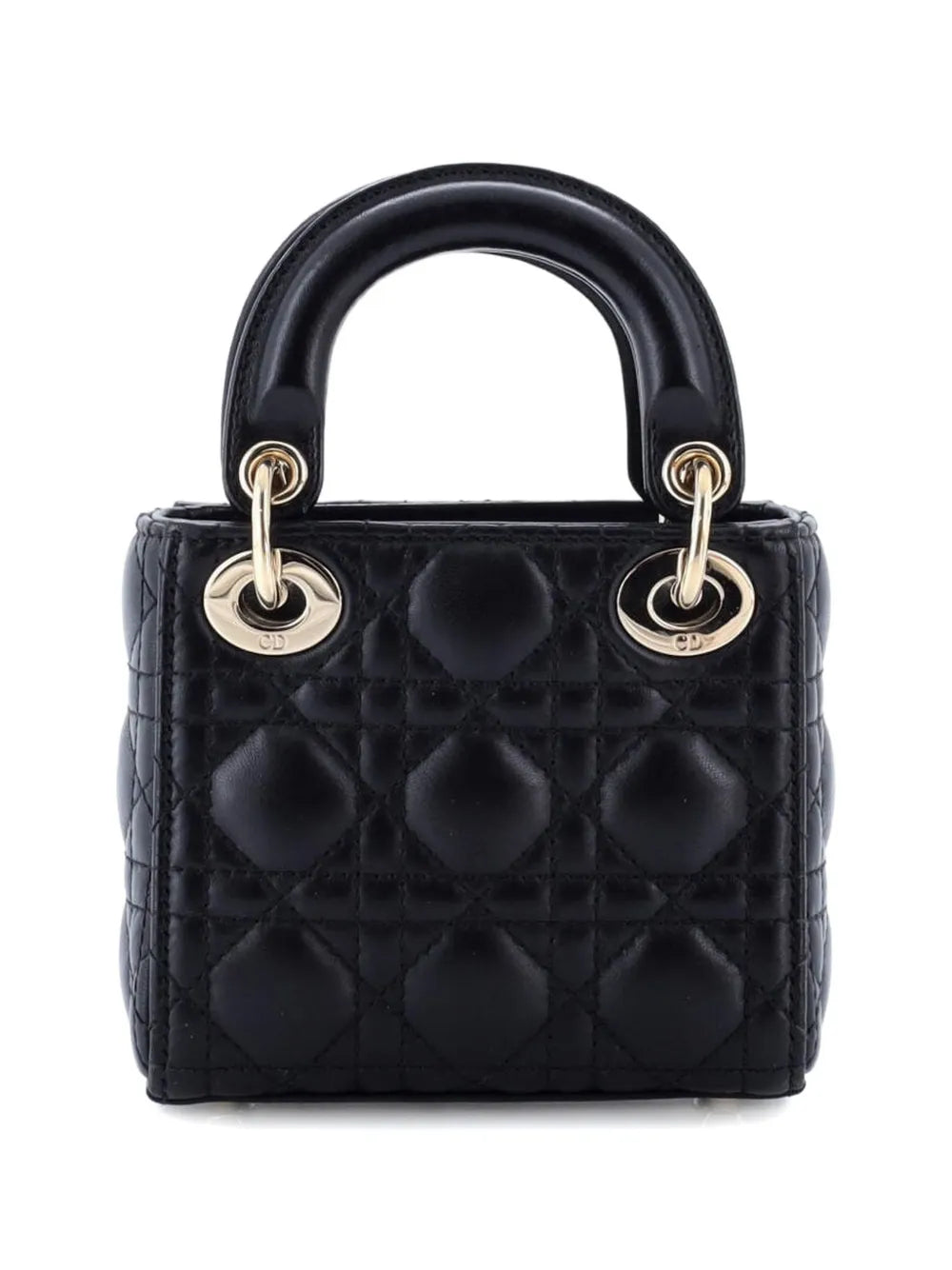 Christian Dior Pre Owned Lady Dior Bag Cannage Quilt Lambskin Micro Shoulder Bag — Same as shown — Size One Size — Side View