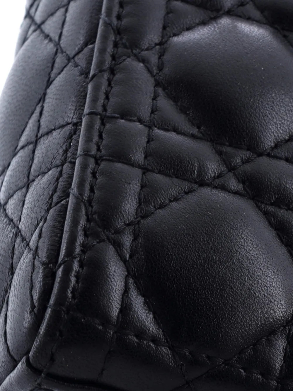 Christian Dior Pre Owned Lady Dior Bag Cannage Quilt Lambskin Micro Shoulder Bag — Same as shown — Size One Size — Detail View