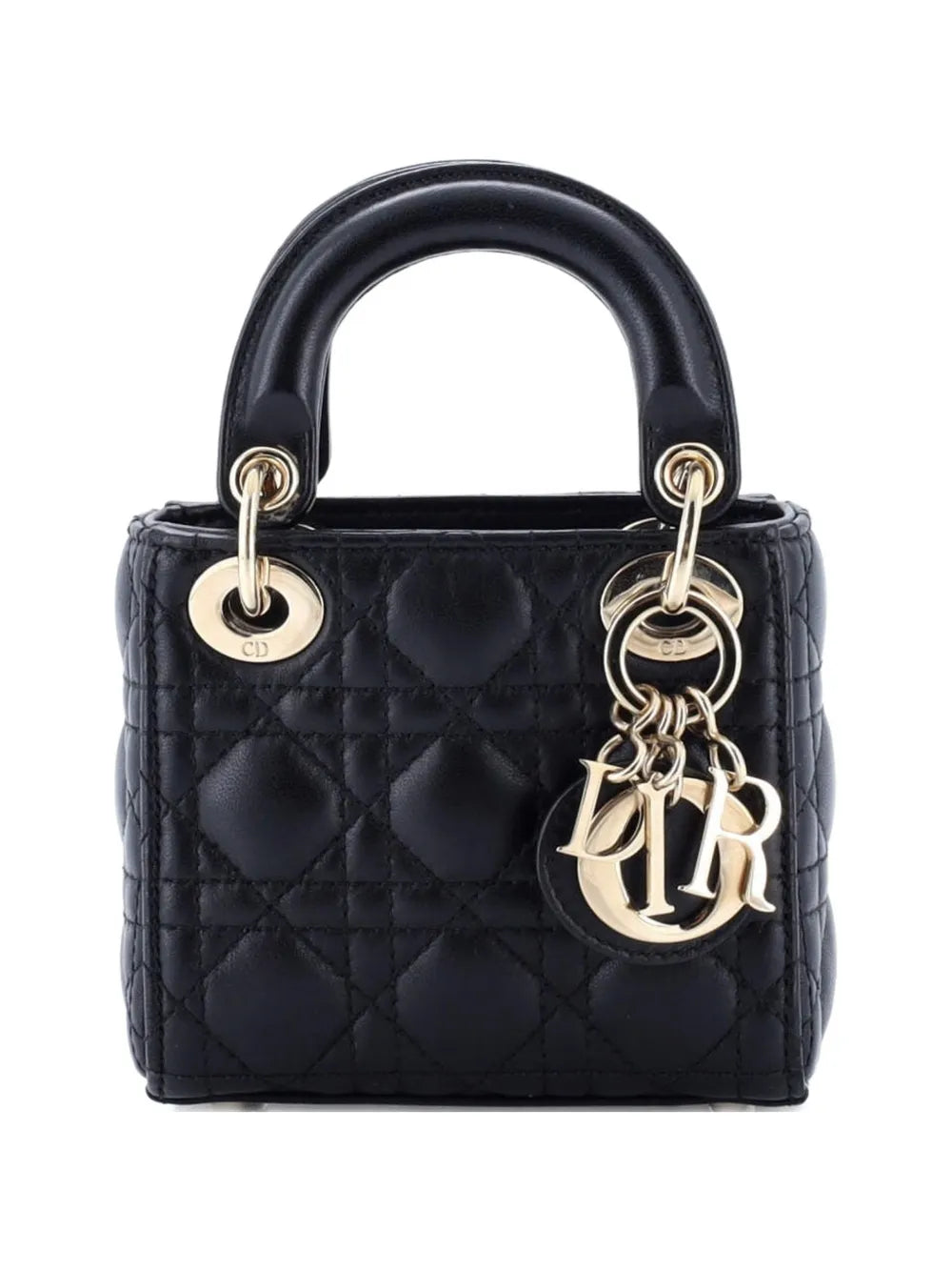 Christian Dior Pre Owned Lady Dior Bag Cannage Quilt Lambskin Micro Shoulder Bag — Same as shown — Size One Size — Front View