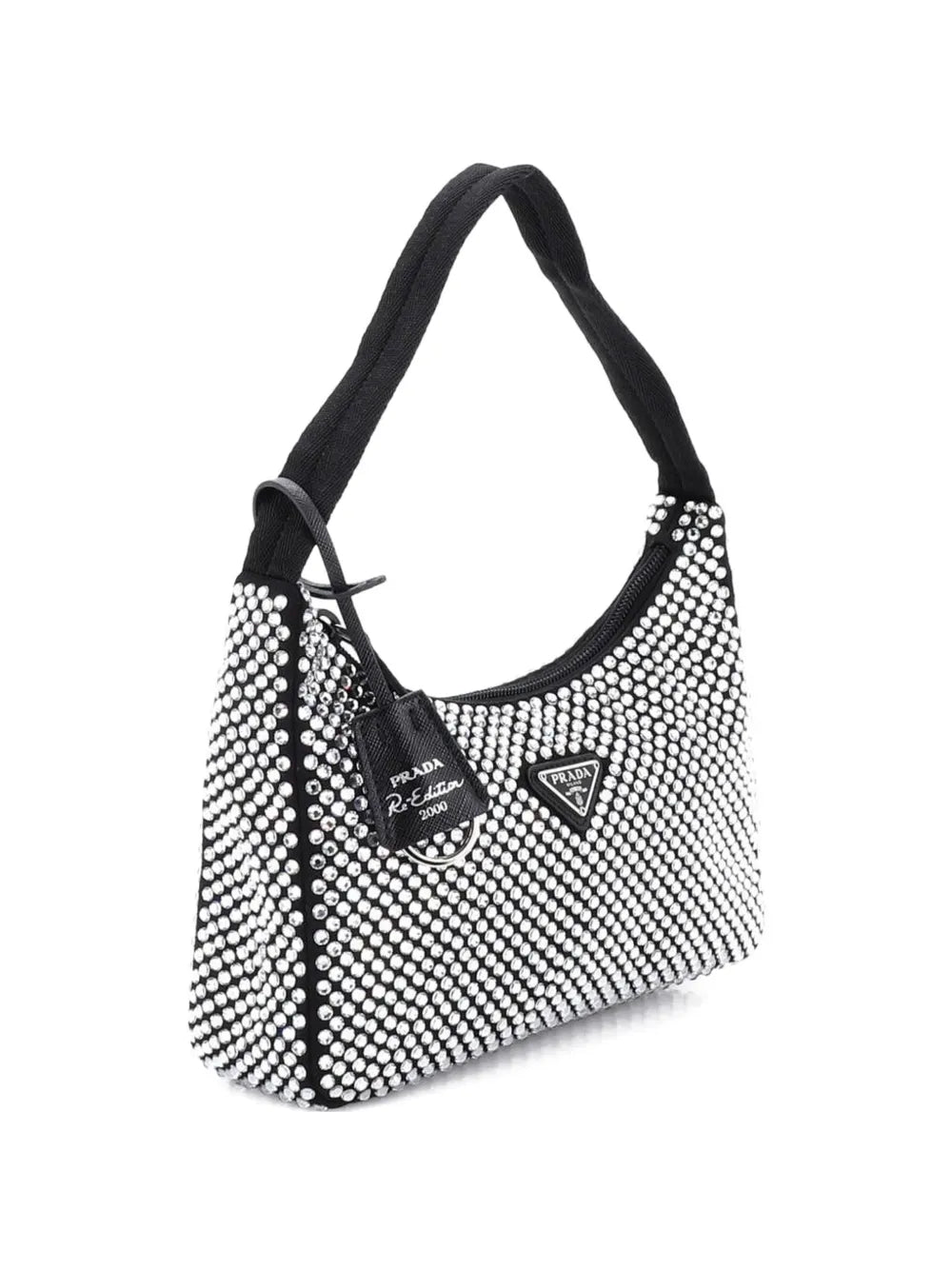 Prada Pre Owned Re Edition 2000 Crystal Embellished Satin Mini Hobo Bag — Same as shown — Size One Size — Back View