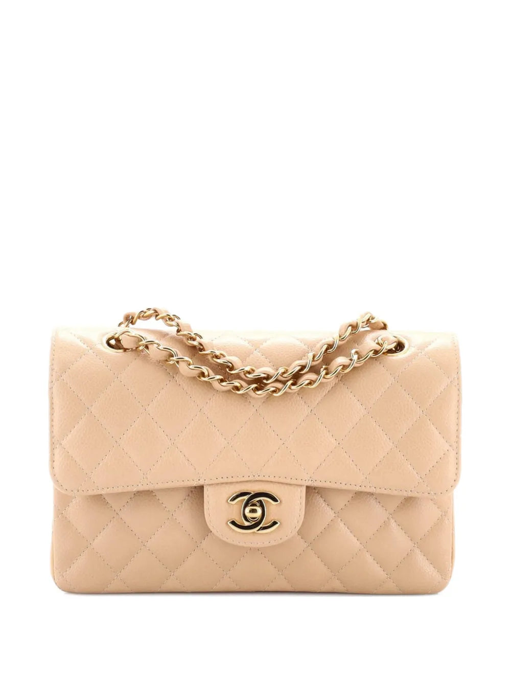Chanel Pre Owned Classic Double Flap Bag Quilted Caviar Small Shoulder Bag — Same as shown — Size One Size — Front View