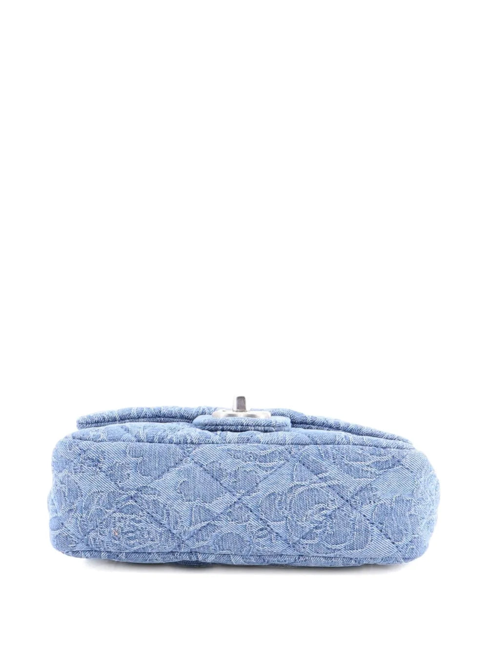 Chanel Pre Owned Sweet Heart Chain Square Flap Bag Quilted Camellia Denim Mini Shoulder Bag — Same as shown — Size One Size — Top View