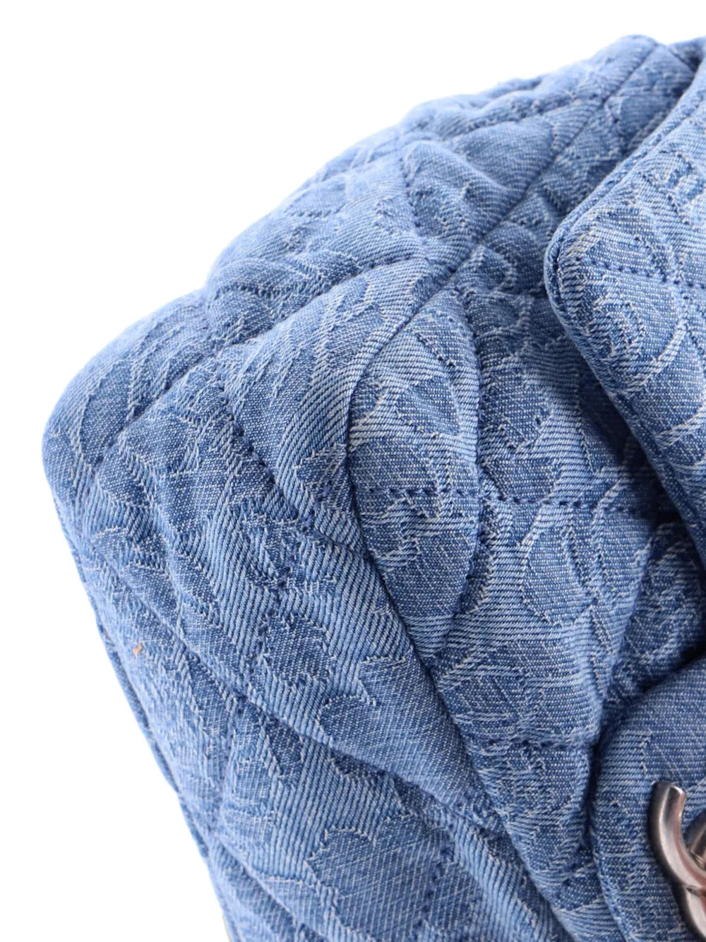 Chanel Pre Owned Sweet Heart Chain Square Flap Bag Quilted Camellia Denim Mini Shoulder Bag — Same as shown — Size One Size — Lifestyle View