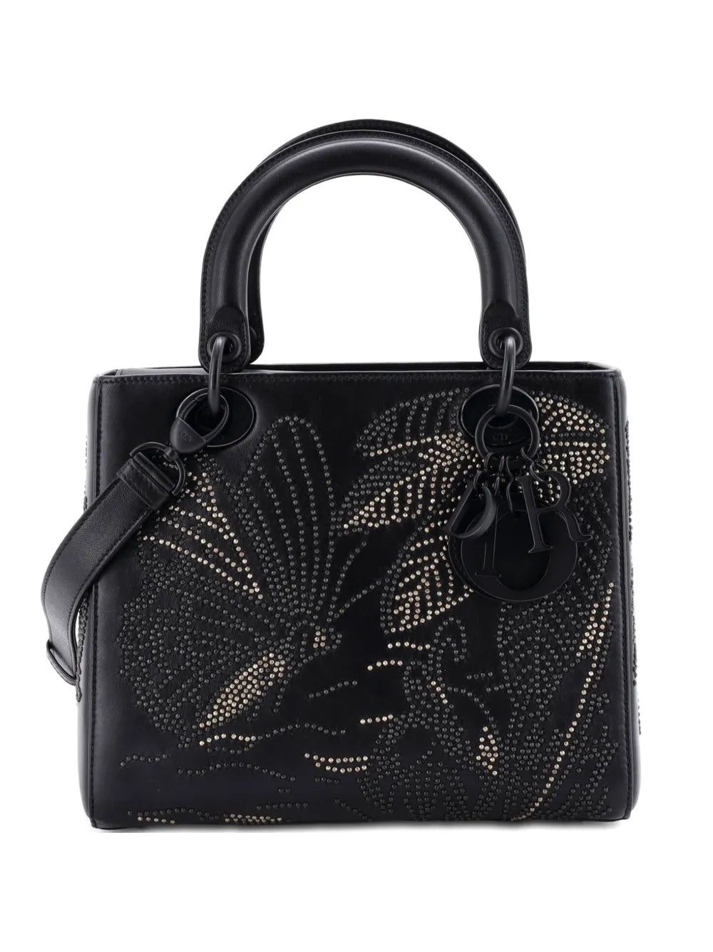 Christian Dior Pre Owned Butterfly Lady Dior Bag Embroidered And Beaded Leather Medium Shoulder Bag — Same as shown — Size One Size — Front View