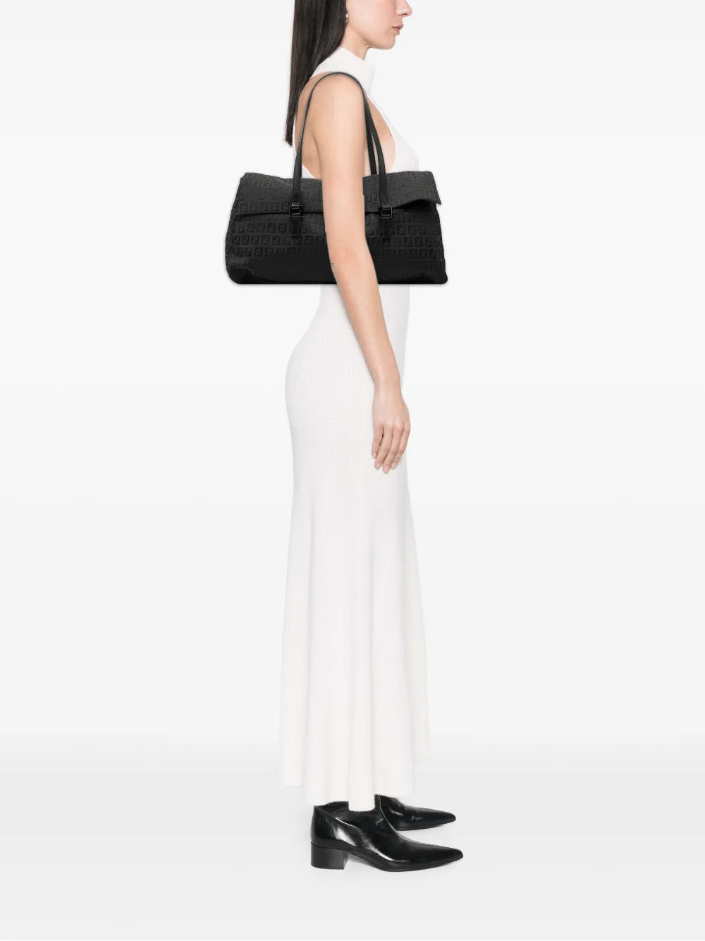 Fendi Pre Owned 2000 2010 Zucchino Canvas East West Shoulder Bag — Same as shown — Size One Size — Side View
