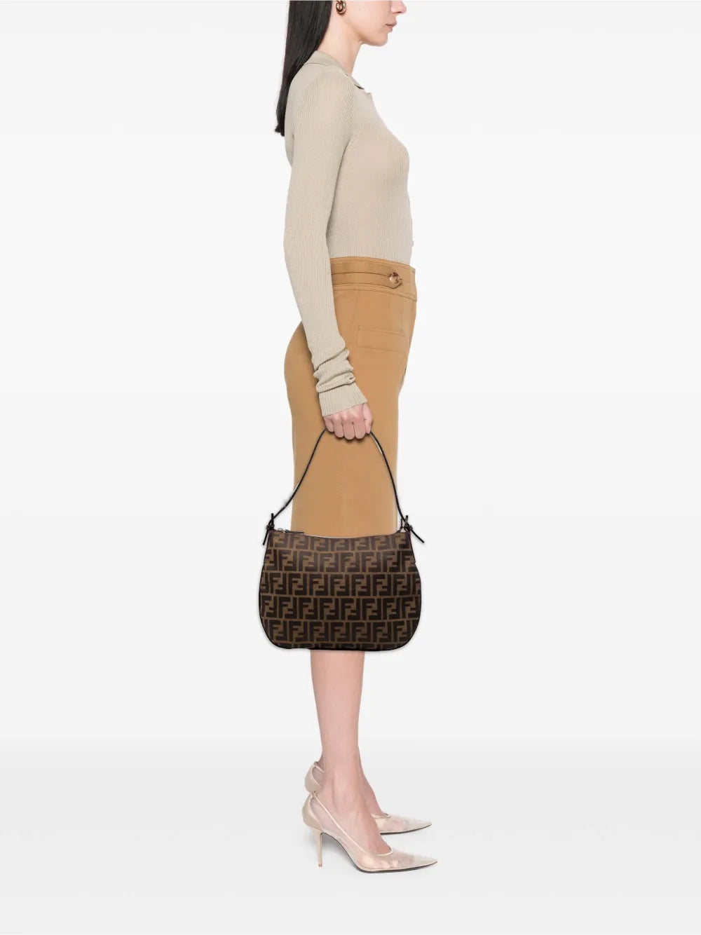 Fendi Pre Owned 2000 2010 Zucca Canvas Shoulder Bag — Same as shown — Size One Size — Side View