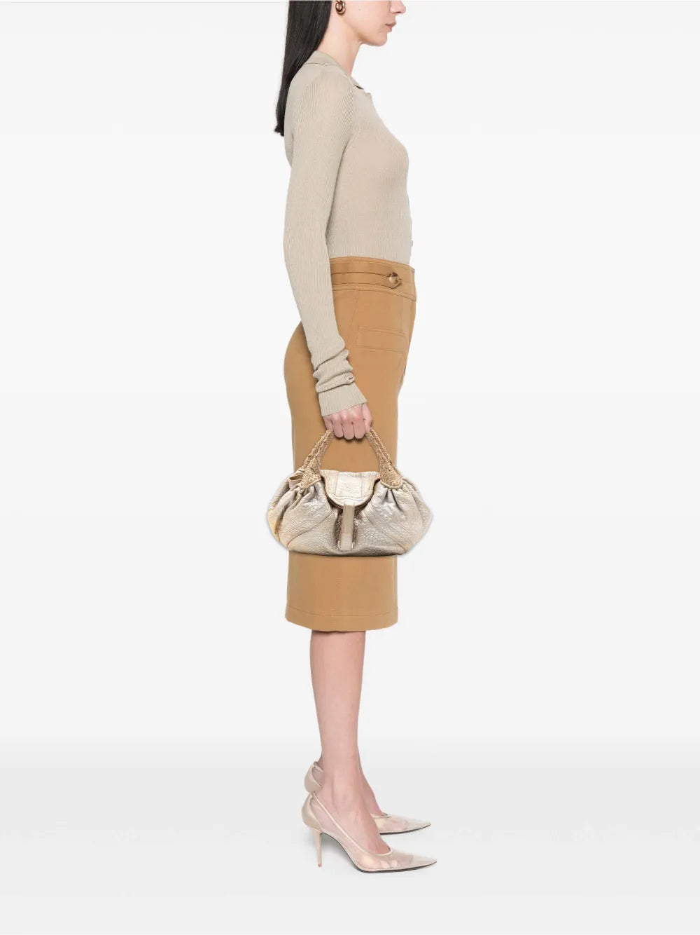 Fendi Pre Owned 2000 2010 Bimetal Nappa Spy Hobo Bag — Same as shown — Size One Size — Side View