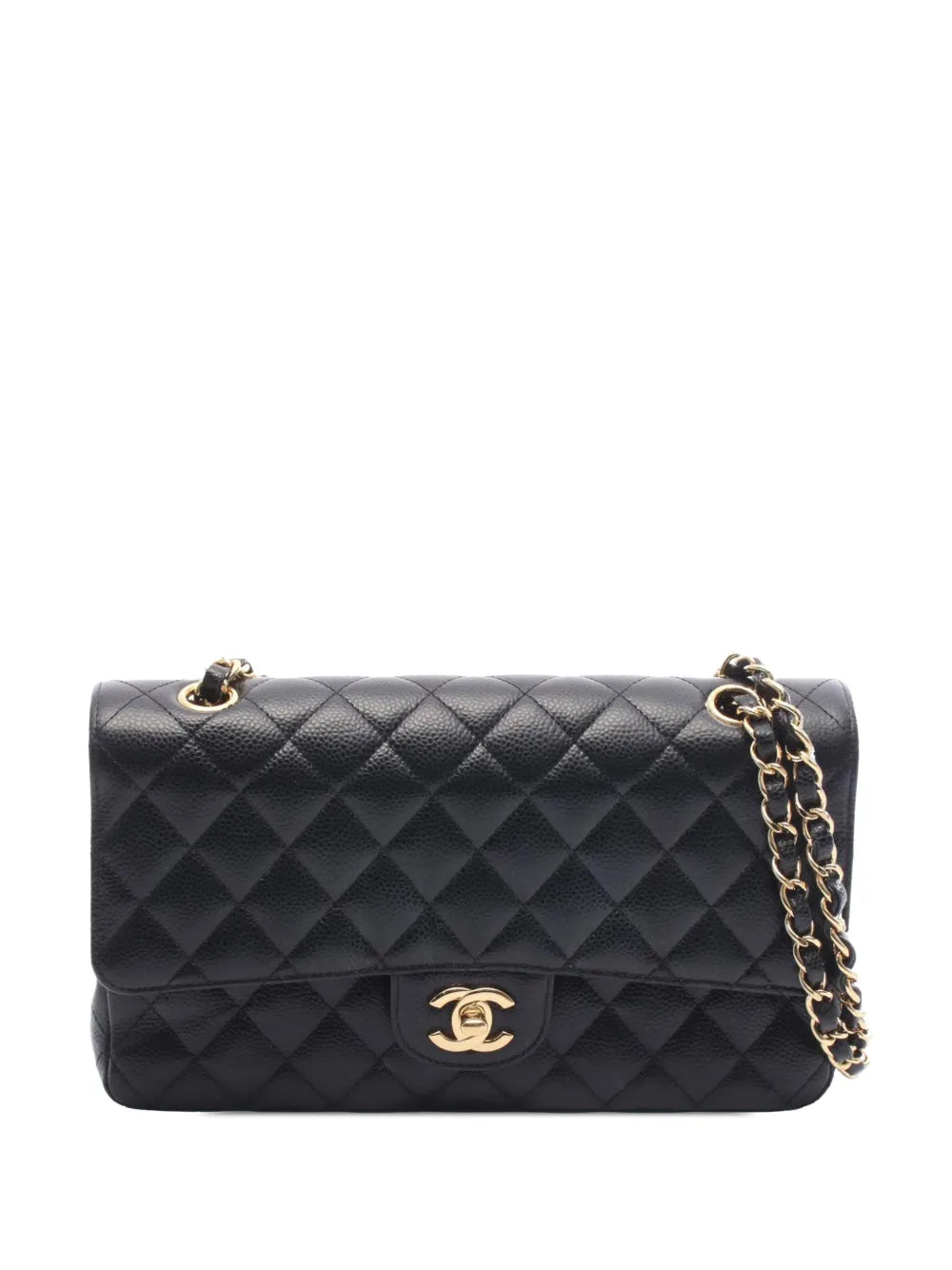 Chanel Pre Owned 2018 Medium Classic Caviar Double Flap Shoulder Bag — Same as shown — Size One Size — Front View