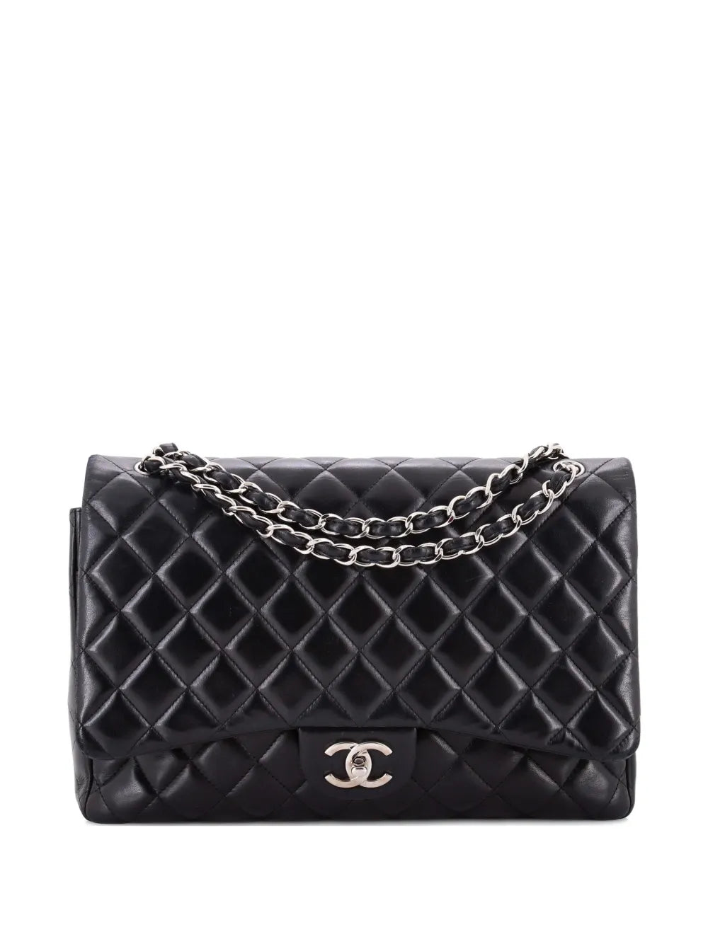 Chanel Pre Owned Classic Double Flap Bag Quilted Lambskin Maxi Shoulder Bag — Same as shown — Size One Size — Front View