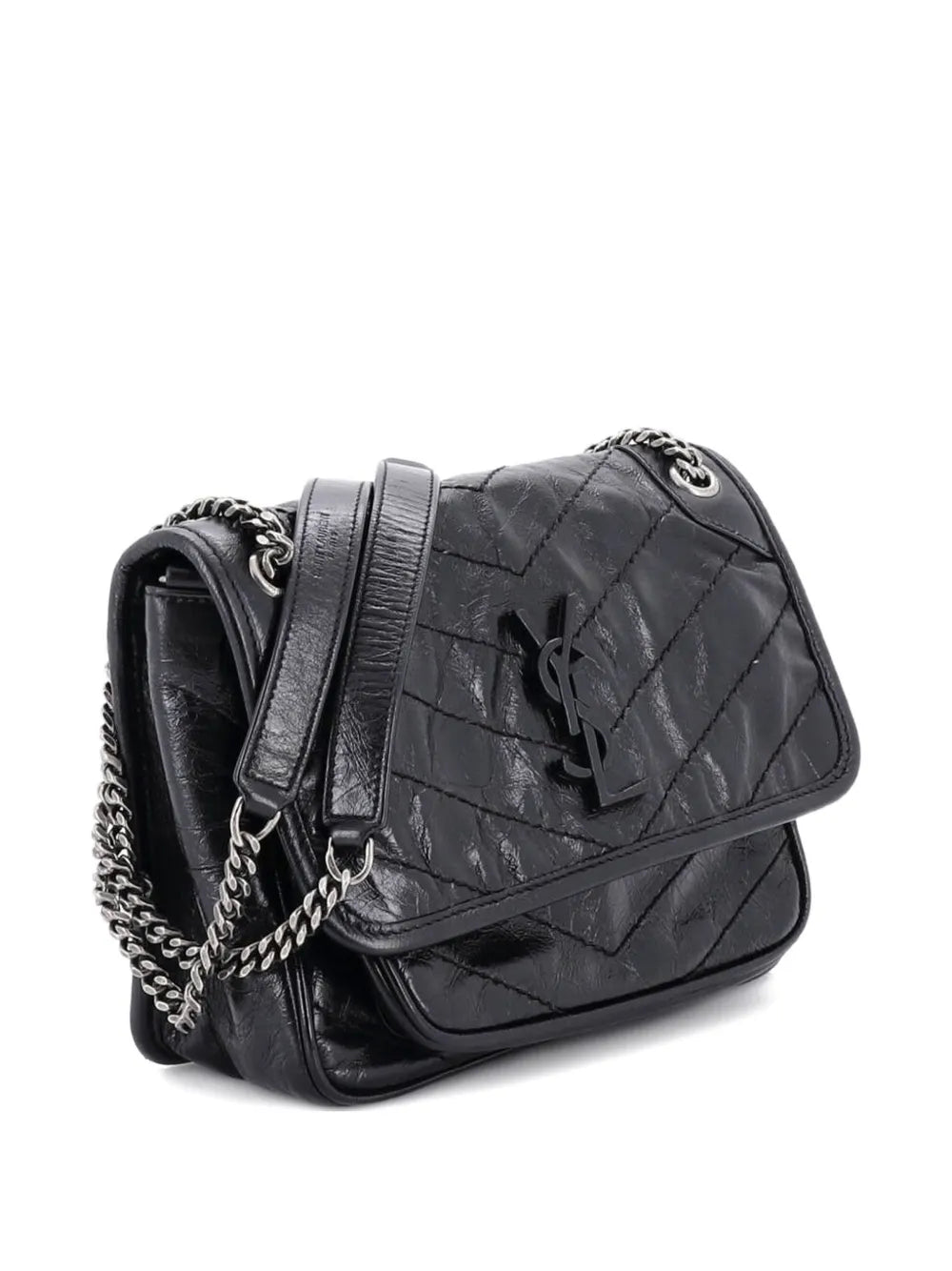 Saint Laurent Pre Owned Niki Chain Flap Bag Matelasse Chevron Leather Baby Shoulder Bag — Same as shown — Size One Size — Back View