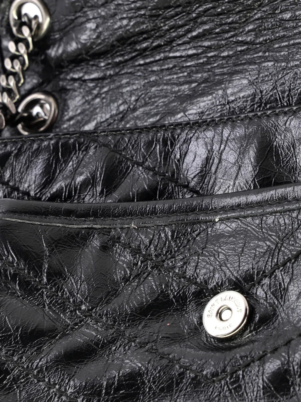 Saint Laurent Pre Owned Niki Chain Flap Bag Matelasse Chevron Leather Baby Shoulder Bag — Same as shown — Size One Size — Detail View
