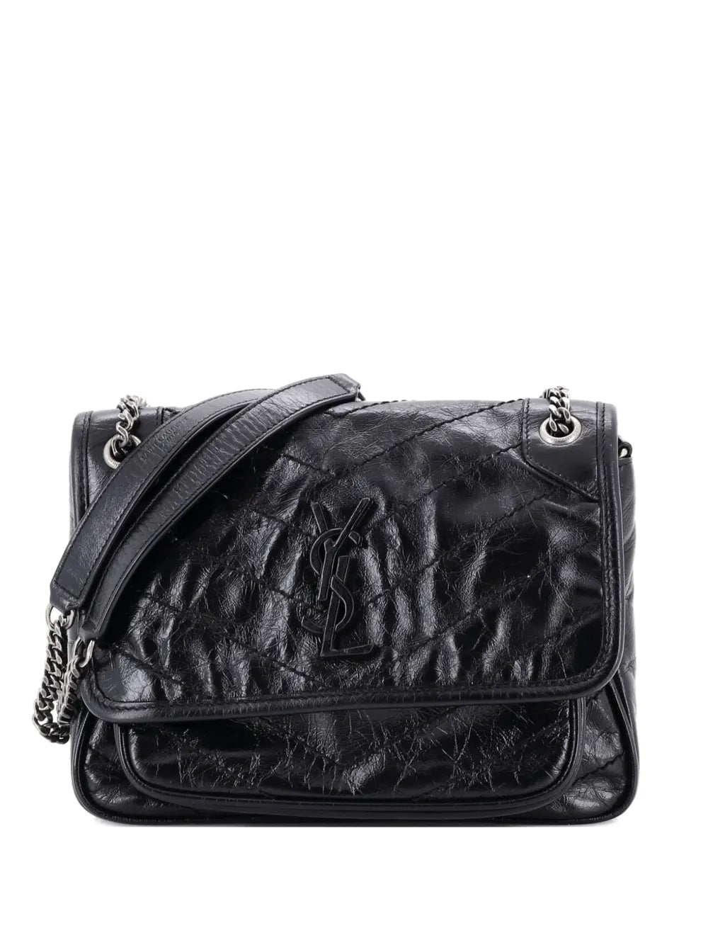 Saint Laurent Pre Owned Niki Chain Flap Bag Matelasse Chevron Leather Baby Shoulder Bag — Same as shown — Size One Size — Front View