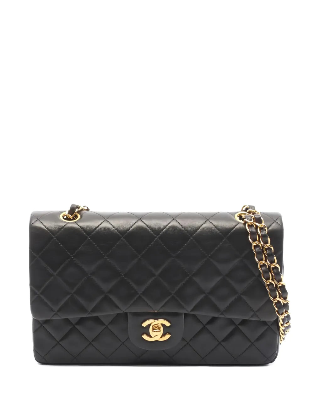 Chanel Pre Owned 1991 1994 Double Flap Quilted Chain Strap Shoulder Bag — Same as shown — Size One Size — Front View