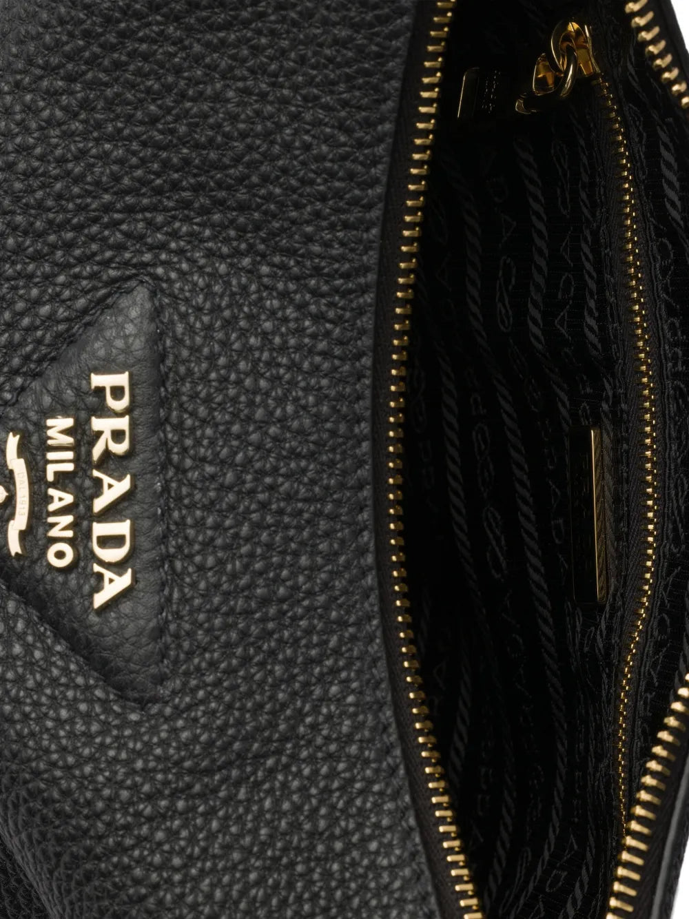 Prada Logo Plaque Leather Shoulder Bag — Same as shown — Size One Size — Detail View