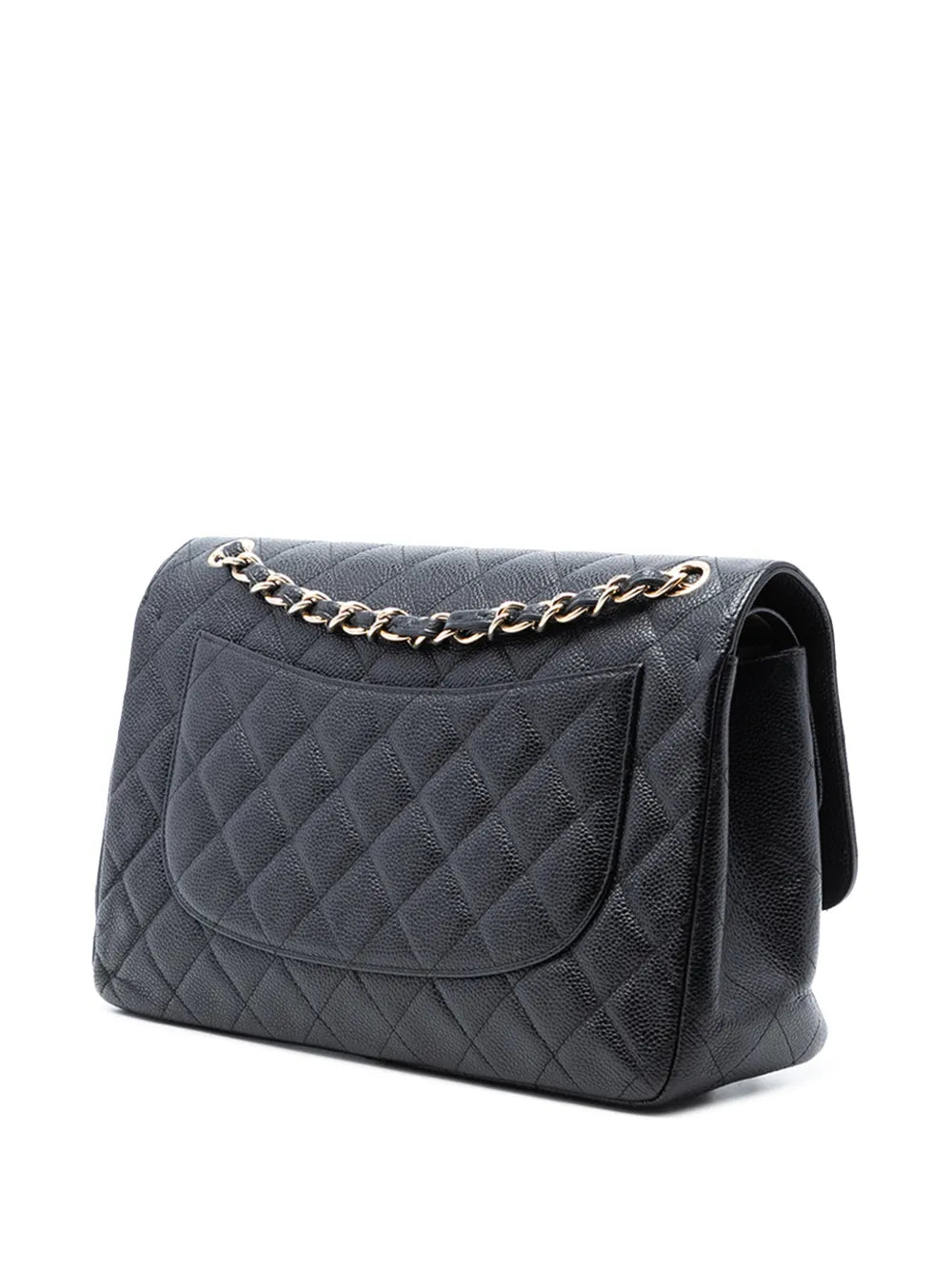 Chanel Pre Owned 2010 2011 Jumbo Classic Caviar Double Flap Shoulder Bag — Same as shown — Size One Size — Back View