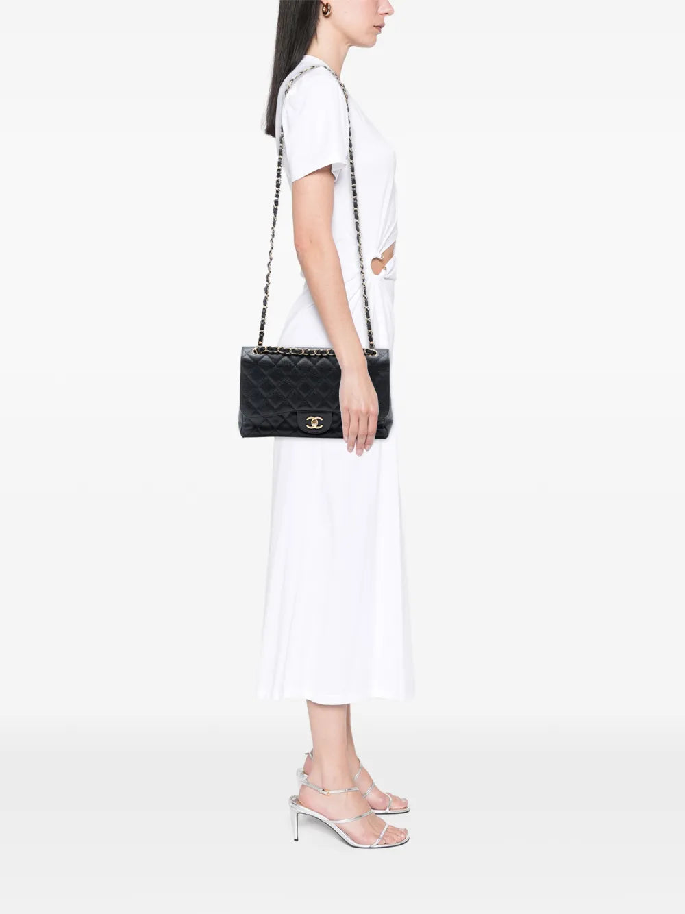 Chanel Pre Owned 2010 2011 Jumbo Classic Caviar Double Flap Shoulder Bag — Same as shown — Size One Size — Side View