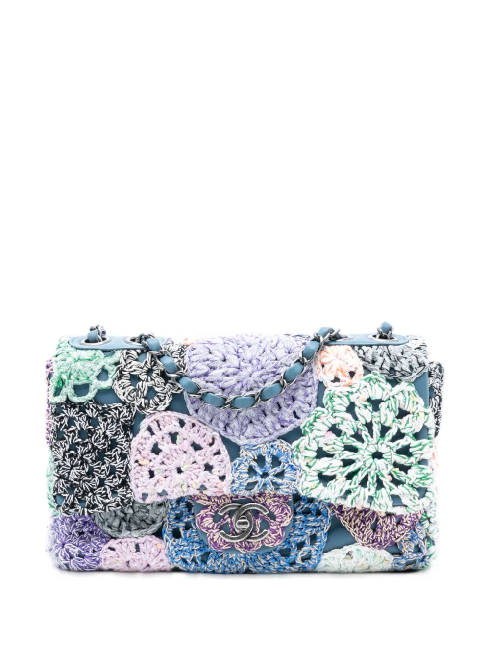 Chanel Pre Owned 2015 2016 Small Crochet Cotton Paris Seoul Crochet Work Flap Shoulder Bag — Same as shown — Size One Size — Front View