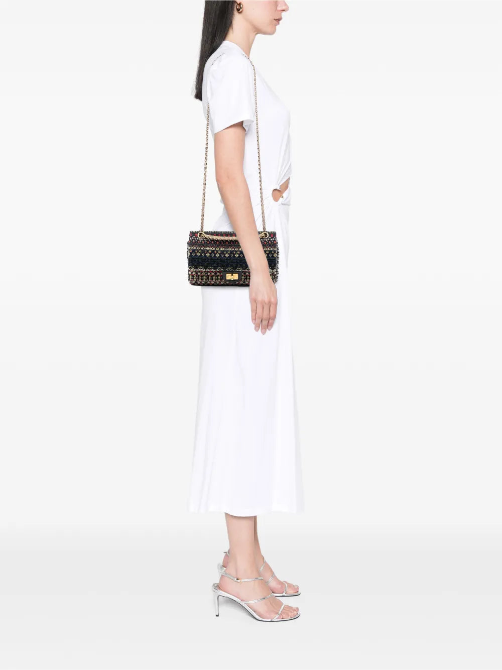 Chanel Pre Owned 2015 2016 Reissue 255 Quilted Tweed Double Flap 225 Shoulder Bag — Same as shown — Size One Size — Side View